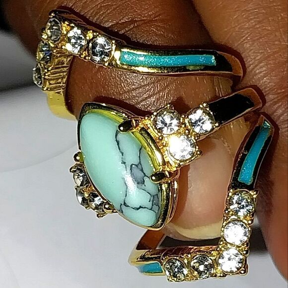 Absolutely gorgeous 3pc vintage ring set sz.7 - Picture 4 of 10